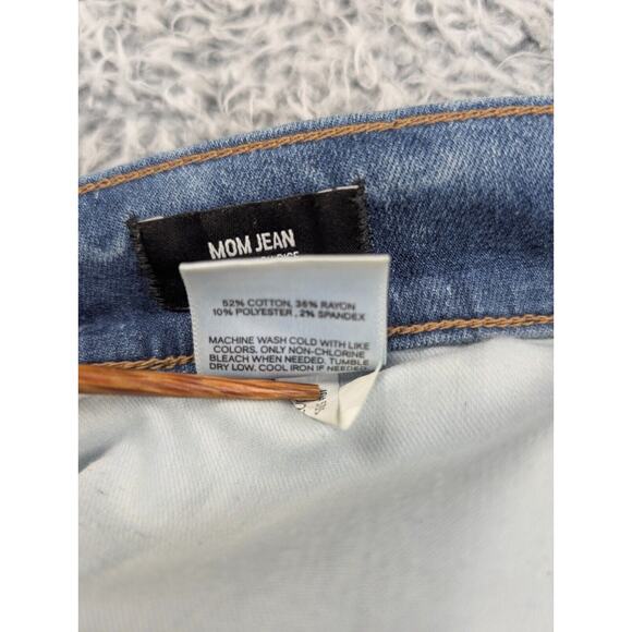 Express Jeans Womens 8 Blue Super High Rise Mom Jean Normcore Distressed Stretch - Picture 6 of 11